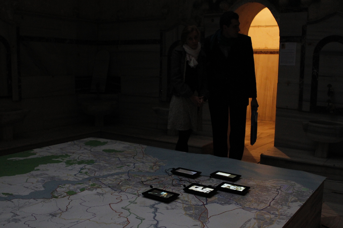 The videos produced during the "Mapping the commons of Istanbul" workshop were shown from 10/11/2012 - 18/11/2012 at Çukurcuma Hamamı in Beyoglu, Istanbul.